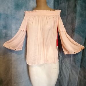 Jennifer Lopez Blush Off-Shoulder Blouse NWT